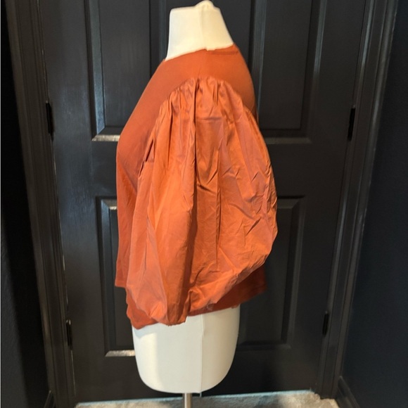 Rust Puff Sleeve Women's Top - Picture 2 of 4